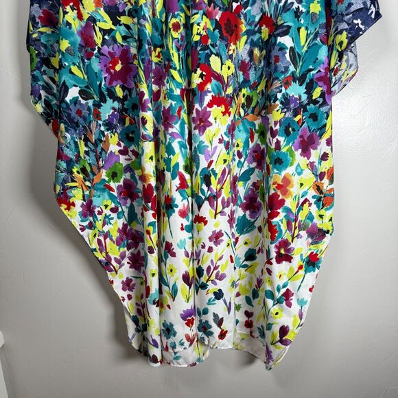 Winlar Kimono House Dress Colorful Floral Watercolor One Size Fits Most - Picture 3 of 12